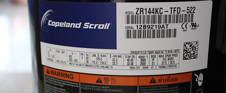 Air Conditioning Refrigeration Copeland Hermetic Scroll  Compressor ZR144KC-TFD-522